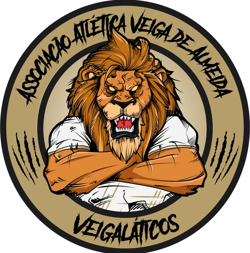 Logo da torcida Veigalaticos: o Leão Veiga de braços cruzados